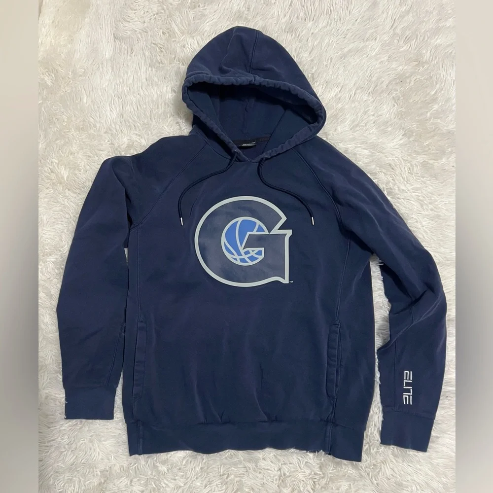 Jordan Elite Georgetown Hoyas Hoodie Navy Blue Men’s Large Basketball Pullover